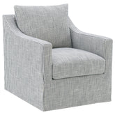 Winter Upholstered Sloped Arm Accent Swivel Chair Beige
